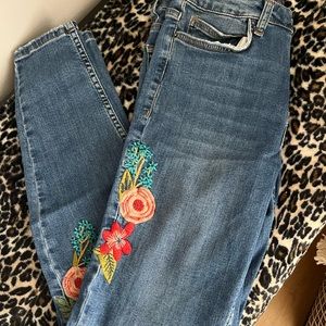 Zara embroidered skinnies